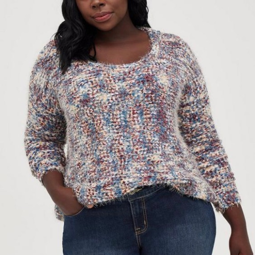 Torrid Multi Stripe Popcorn Drop Shoulder Sweater Size 2x
